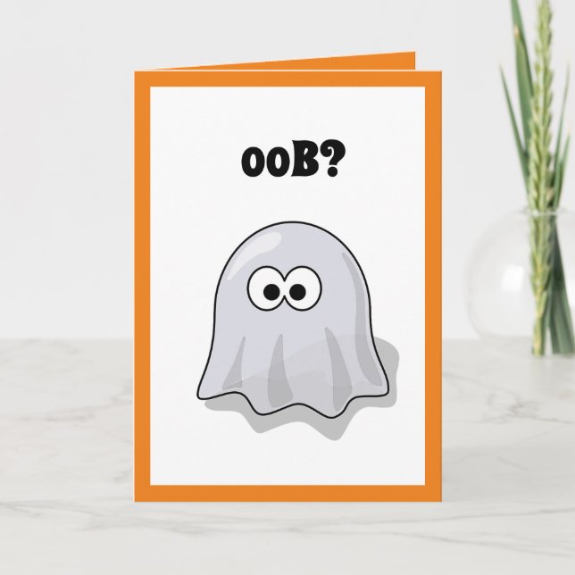 Invitation Ghost Confus Dit "Oob ?" Drôle dessin d'Halloween (Devant)