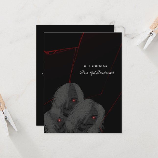 Invitation Ghost Gothic Bridesmaid or Groomsmen Proposal card (Devant/Arrière en situation)