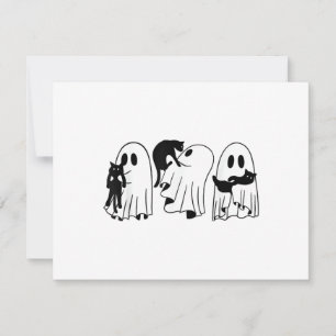 Invitation Ghost Holding Chat noir Funny Halloween Amoureux d