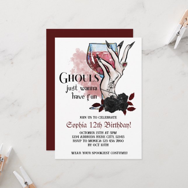 Invitation Ghouls veut juste s'amuser Halloween Anniversaire (Devant/Arrière en situation)