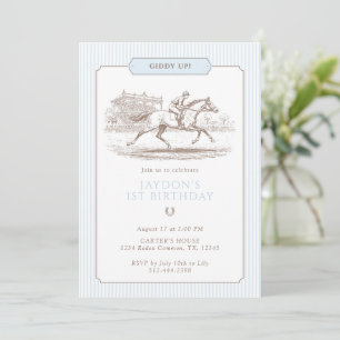Invitation Giddy Up Horse Racing 1er Anniversaire Préppy