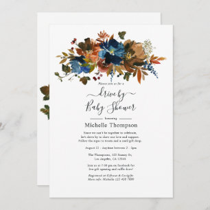 Invitation Gingembre et Marine Floral Drive par douche