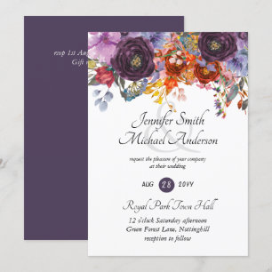 Invitation Gingembre Purple Automne Automne Floral Mariage In
