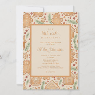 Invitation Gingerbread Cookie Christmas Winter Baby Shower