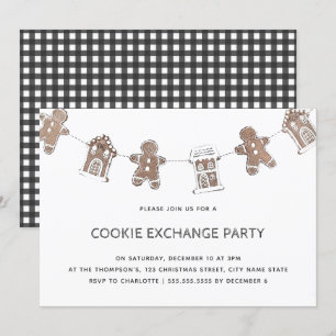 Invitation Gingerbread Cookie Exchange Fête moderne