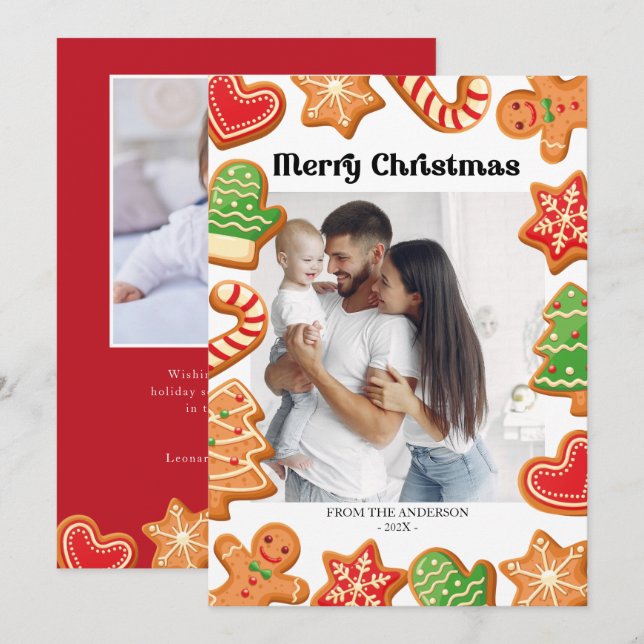 Invitation Gingerbread Cookies Photo Christmas Card (Devant / Derrière)