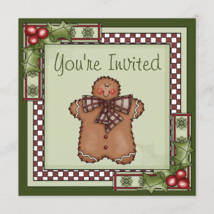 Invitation Gingerbread Homme Noël Fête de Noël