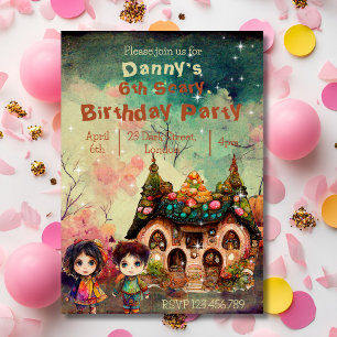 Invitation Gingerbread Maison anniversaire effrayant