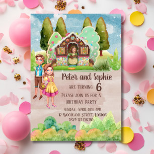 Invitation Gingerbread Maison jumeaux anniversaire