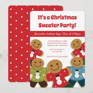 Invitation Gingerbread Man Sweat Party Noël