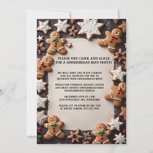 Invitation Gingerbread Men Christmas Party (Devant)