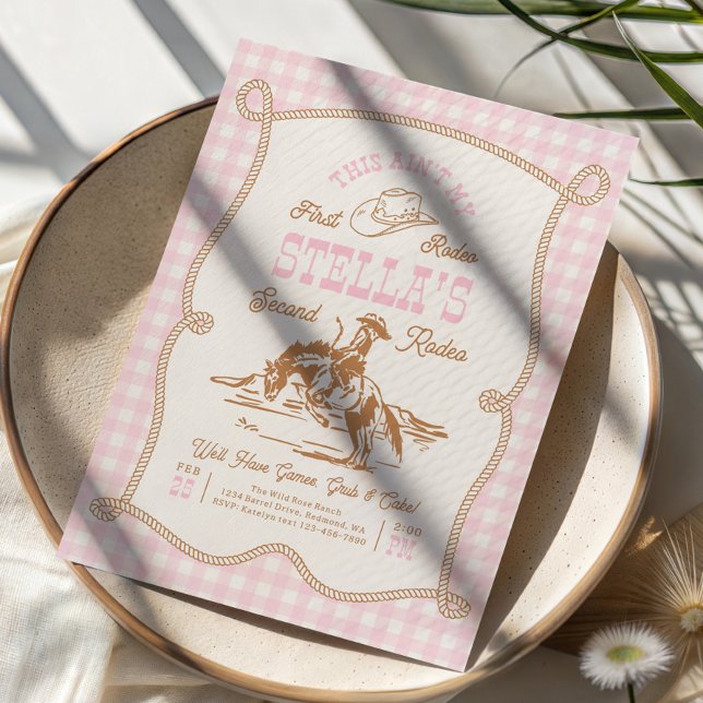 Invitation Gingham Ain't My First Rodeo (Créateur téléchargé)