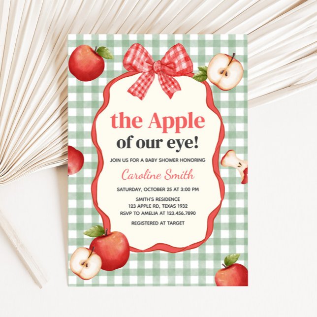 Invitation Gingham Apple of our Eye Baby Shower (The Apple of our Eye Baby Shower Invitation)