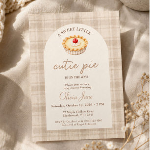 Invitation Gingham automnal Little Cutie Pie Baby Shower Cher