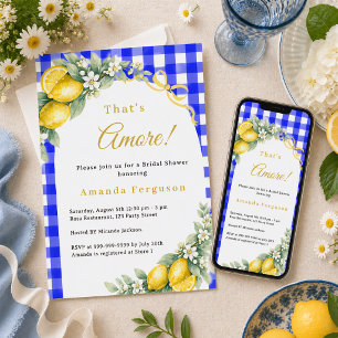 Invitation Gingham bleu citron amour italien noeud papillon B