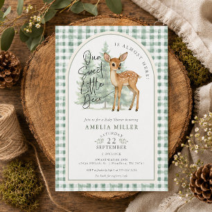 Invitation Gingham Douce Biche Fête de Naissance Mixte