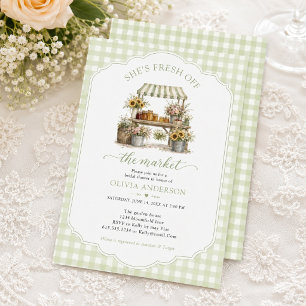 Invitation Gingham personnalisé Elle est fraîche sur le march