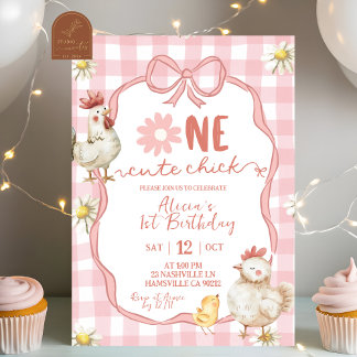Invitation Gingham Rose Fleur Daisy Une Adorable Poulette 1er