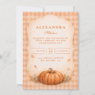 Invitation Gingham Rustique Citrouille Rentrée des Classes