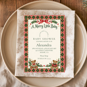 Invitation Gingham Teddy Joyeuse petite Baby Shower