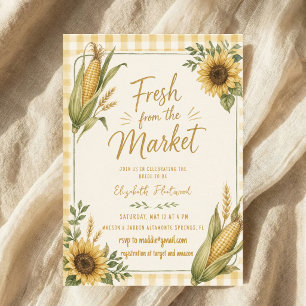 Invitation Gingham tournesol maïs frais du marché