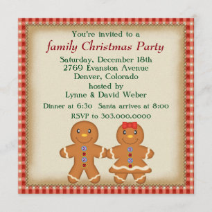 Invitation Gingpain homme fête de Noël de famille