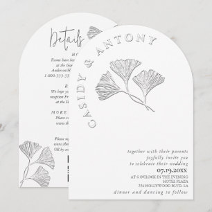 Invitation Ginko en relief simple et doux, tout en un