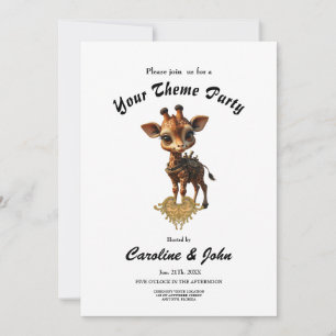 Invitation Girafe de bébé en steampunk-dessin animé