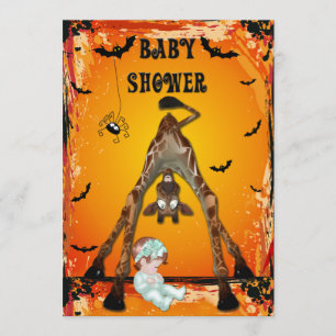 Invitation Girafe drôle de baby shower de fille de Halloween