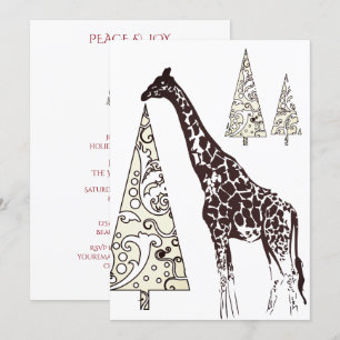 Invitation Girafe et Noël Arbres Fête