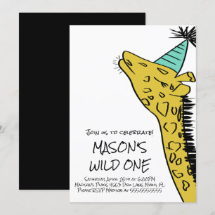 Invitation Girafe Premier Anniversaire Animaux Sauvages Fête 
