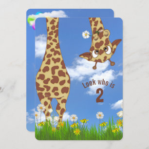 Invitation Giraffe 2e fête d'anniversaire