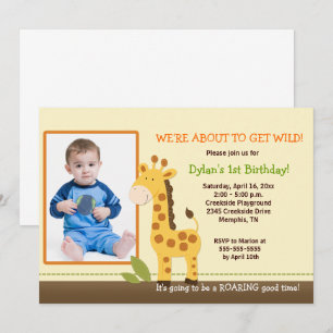 Invitation Giraffe adorable *PHOTO* Anniversaire 5x7
