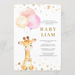Invitation Giraffe Baby shower fille