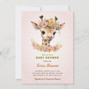 Invitation Giraffe Baby shower Wild One en chemin Safari