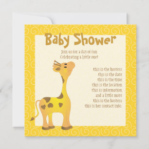 Invitation Giraffe Bébé d'or