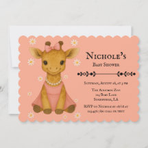 Giraffe bébé mignonne en Baby shower fille rose
