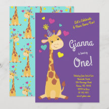Giraffe Cute Kids 1ère fête d'anniversaire Filles