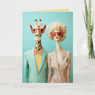 Invitation Giraffe et femme élégante