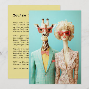 Invitation Giraffe et femme élégante
