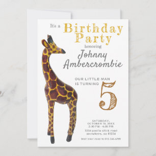 Invitation Giraffe fête d'anniversaire pour garçon