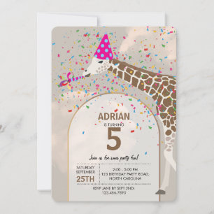 Invitation Giraffe Fête Safari Animaux Anniversaire