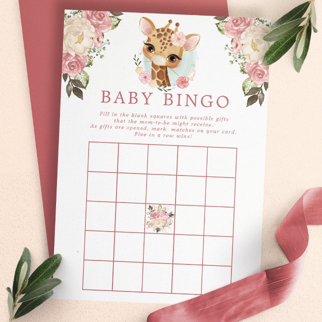 Invitation Giraffe florale Baby shower Bingo Jeu (Créateur téléchargé)