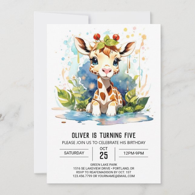 Invitation Giraffe Galore Cute Safari Anniversaire (Devant)