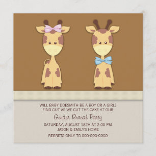 Invitation Giraffe Gender Revevevela Party