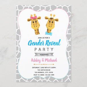 Invitation Giraffe Genre révéler l'invitation de la fête