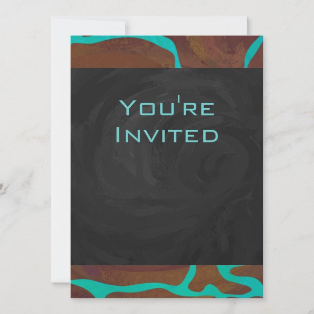 Invitation Giraffe Impression Brown et Turquoise (Devant)
