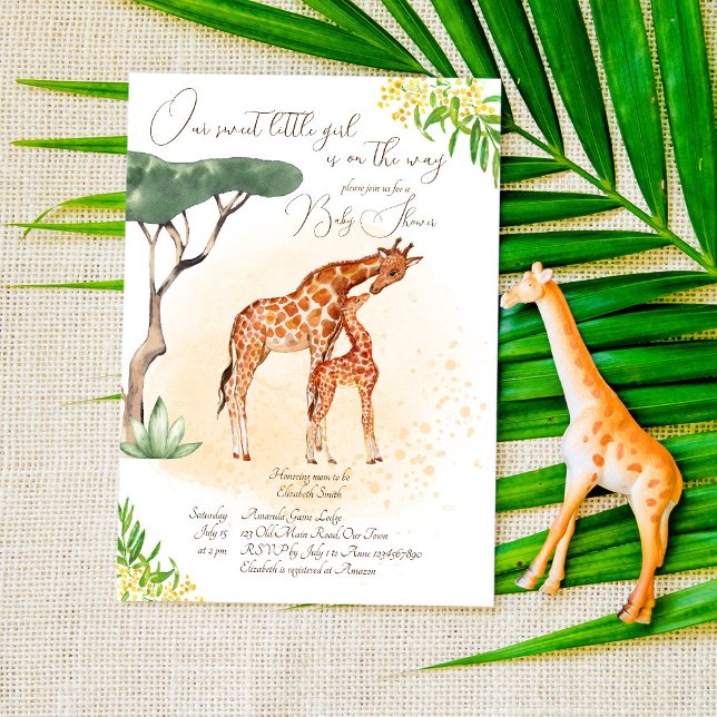 Invitation Giraffe maman et bébé baby shower safari africain (Créateur téléchargé)