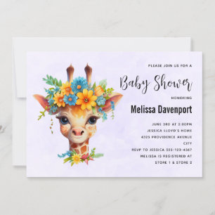 Invitation Giraffe mignonne avec Baby shower de la Couronne f