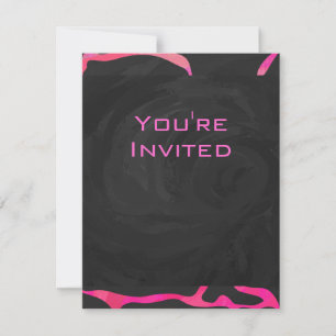 Invitation Giraffe rose chaude et noire